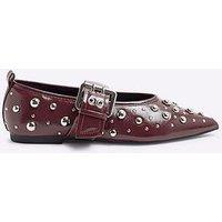 River Island Studded Point Mary Jane - Red