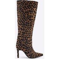 River Island Velvet High Leg Boot - Beige