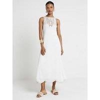 River Island Cutwork Midi Dress - White