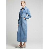 River Island Denim Utility Midi Dress - Blue