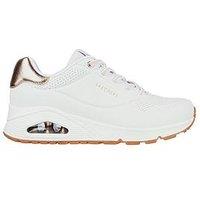 Skechers Wide Fit Uno Shimmer Away Trainer - White