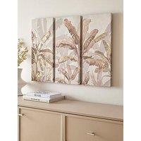 Very Home Set Of 3 Palm Tree Canvas Prints With Gold Foil Embellishment