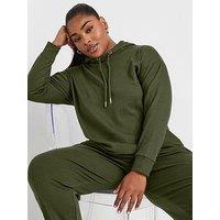 Yours Curve Ribbed Hoodie - Green