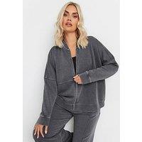 Yours Curve Acid Wash Bomber - Grey