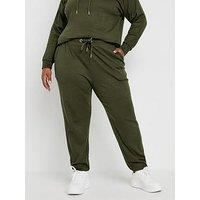 Yours Curve Ribbed Joggers - Green