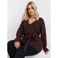 Yours Curve Wrap Jumper - Purple