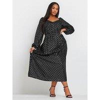 Yours Curve Chiffon Foil Maxi Dress - Black