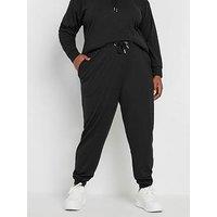 Yours Curve Ribbed Joggers - Black