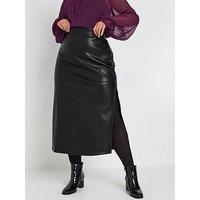 Yours Curve Pu Side Slit Maxi Skirt - Black