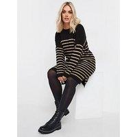 Yours Curve Tunic Stripe Jumper Dress - Black