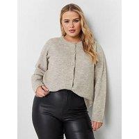 Yours Curve Button Through Cardigan - Natural