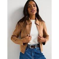 V By Very Faux Suede Jacket - Light Brown