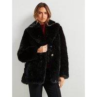 Mango Faux Fur Brindis Coat - Black