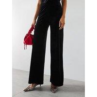 Mango Velvet Wide Leg Trousers - Black