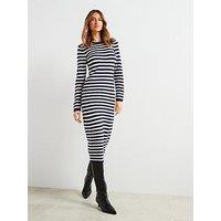 Mango Striped Jersey Dress - Navy
