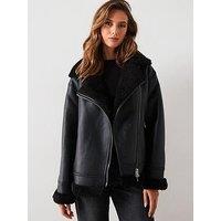 Mango Aviator Jacket - Black
