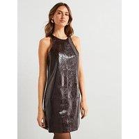 Mango Leather-Effect Sleeveless Dress - Red