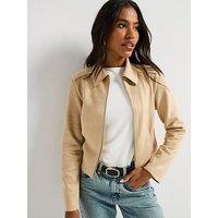 V By Very Faux Suede Jacket - Stone