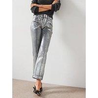 Mango Metallic Coated Jeans - Grey