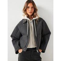 Mango Combined Hooded Jacket - Grey