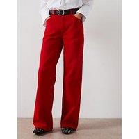 Mango High-Rise Straight Jeans - Red