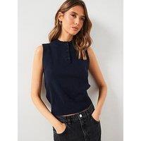 Mango Knitted Sleeveless Top - Navy