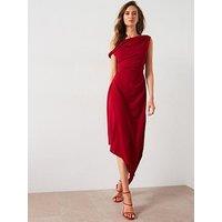 Mango Asymmetric Midi Dress - Red