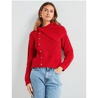 Mango Funnel-Neck Buttoned Sweater - Red
