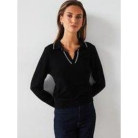 Mango Open Collar Jumper - Black