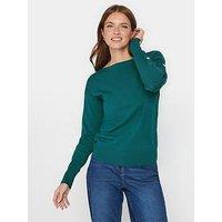 M&Co Popper Detail Batwing Jumper - Teal Blue