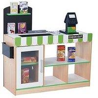 Teamson Kids Cashier Austin Play Market Stand - Green / Wood