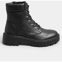 Yours Extra Wide Fit Chunky Lace Up Boots - Black