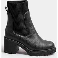 Yours Extra Wide Fit Midi Block Sock Chelsea Boot - Black