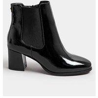 Yours Extra Wide Fit Patent Block Chelsea Boot - Black