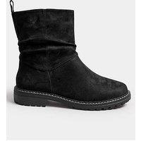 Yours Faux Suede Slouch Boots In Extra Wide Eee Fit - Black