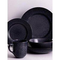 Mason Cash Reactive Linear 12-Piece Dinner Set In Black