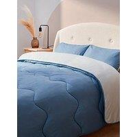 Silentnight Seersucker Coverless Duvet And Pillowcase Set - 10.5 Tog - Grey/Blue - Double