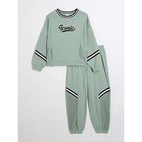River Island Girls Iconic Sweatshirt Set - Khaki