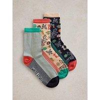 White Stuff 3 Pack Floral Ankle Sock - Multi