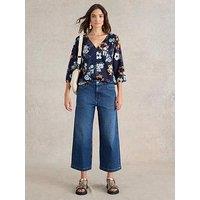White Stuff Tia Wide Leg Crop Jean - Blue