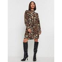 Pixiegirl Petite Animal Shirt Dress - Brown