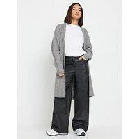 Pixiegirl Petite Cable Belted Maxi Cardigan - Grey