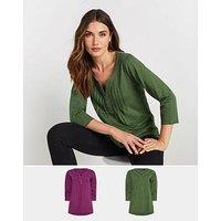 Long Tall Sally 2 Pack 3/4 Sleeve Pintuck Top - Multi - Pink