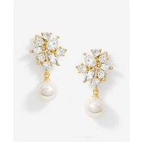 Jon Richard Gold Plated Cubic Zirconia Pearl Occasion Earrings