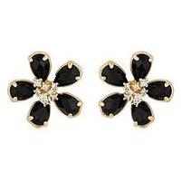 Jon Richard Gold Plated And Jet Floral Stud Earrings