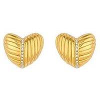 Inicio Gold Plated Ridge Heart Earrings