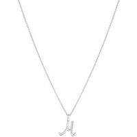 Simply Silver Sterling Silver 925 Polished And Cubic Zirconia Initial Pendant - M