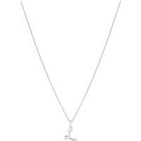 Jon Richard Sterling Silver 925 Polished And Cubic Zirconia Initial Pendant - L