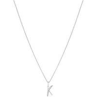 Simply Silver Sterling Silver 925 Polished And Cubic Zirconia Initial Pendant - K