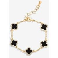 Jon Richard Gold Plated Jet Enamel Clover Bracelet